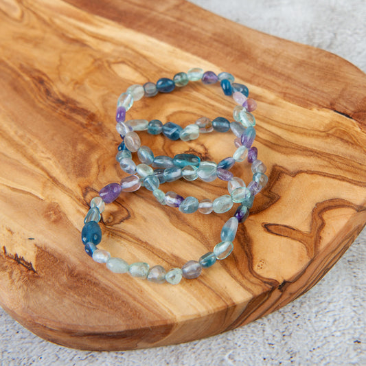 Fluorite Pebble Beaded Bracelet