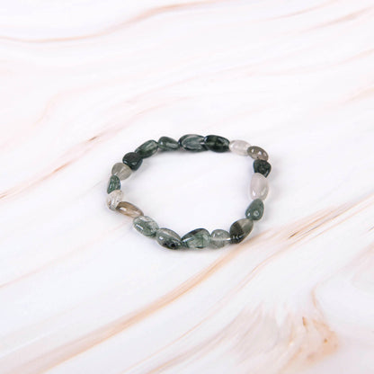 Green Rutile Pebble Beaded Bracelet