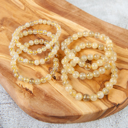 Gold Rutilated Quartz Beaded Bracelet