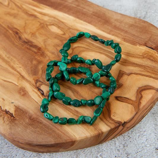 Malachite Pebble Beaded Bracelet