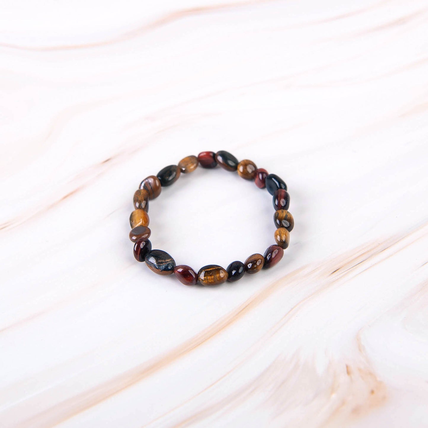 Mixed Tigers Eye Pebble Beaded Bracelet