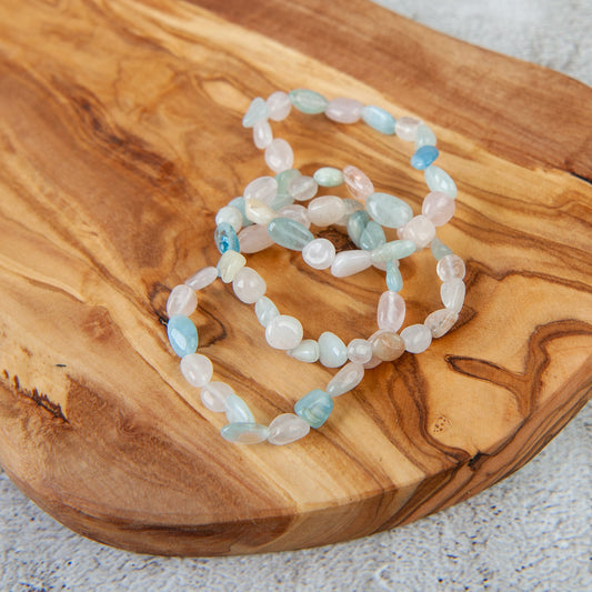 Morganite Pebble Beaded Bracelet