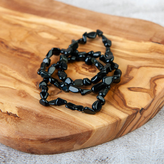 Obsidian Pebble Beaded Bracelet