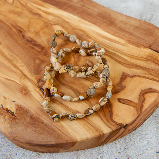 Picture Jasper Pebble Beaded Bracelet