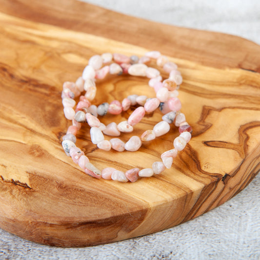 Pink Opal Pebble Beaded Bracelet