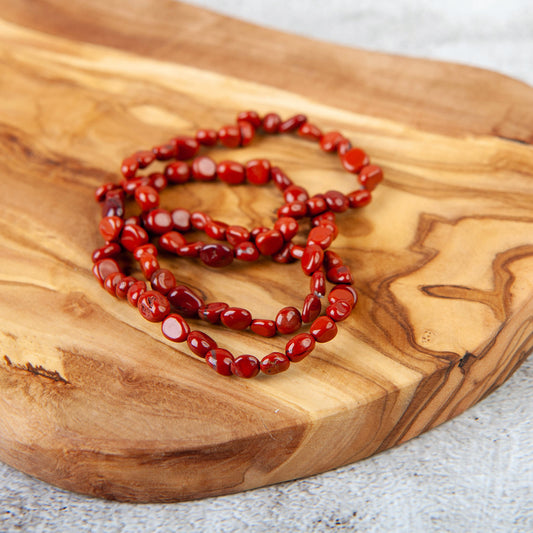 Red Jasper Pebble Beaded Bracelet