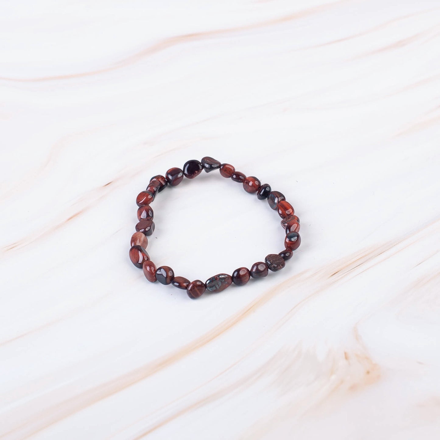 Red Tigers Eye Pebble Beaded Bracelet