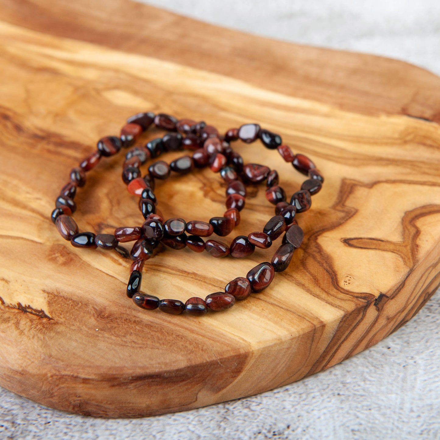 Red Tigers Eye Pebble Beaded Bracelet