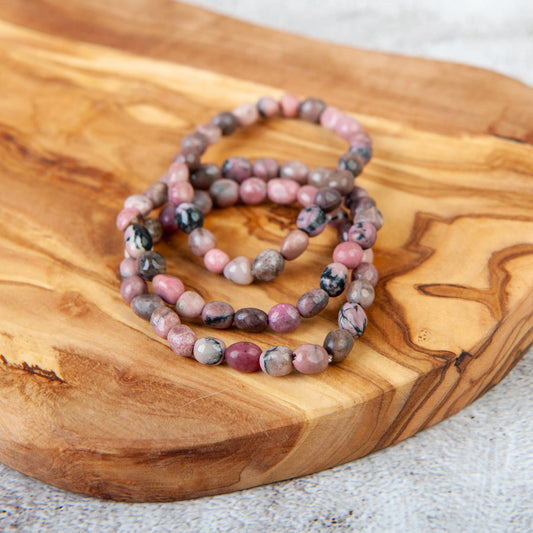 Rhodonite Pebble Beaded Bracelet