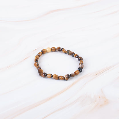 Tigers Eye Pebble Beaded Bracelet