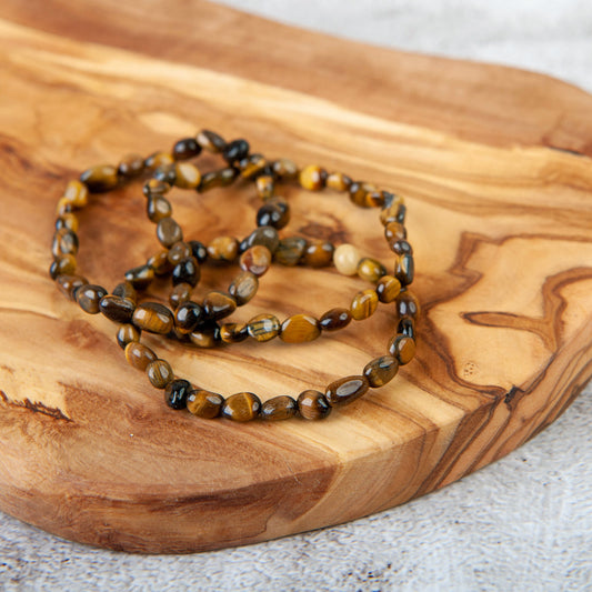 Tigers Eye Pebble Beaded Bracelet