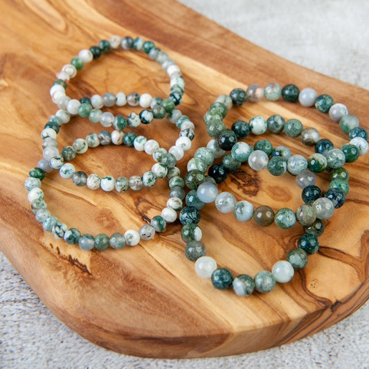 Tree Agate Beaded Bracelet